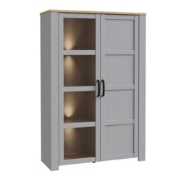 Bohol Display Cabinet with LED Lights in Grey Riviera Oak - thumbnail 1