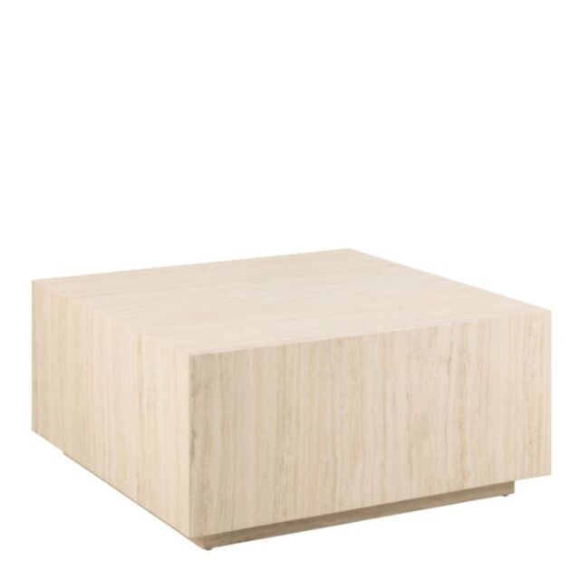 Dice Square Coffee Table in Light Travertine Finish - image 1