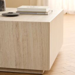 Dice Square Coffee Table in Light Travertine Finish - thumbnail 3