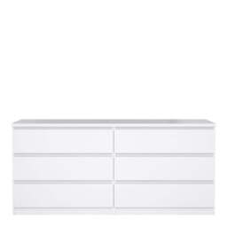 Naia Wide Chest with 6 Drawers in White High Gloss - thumbnail 2