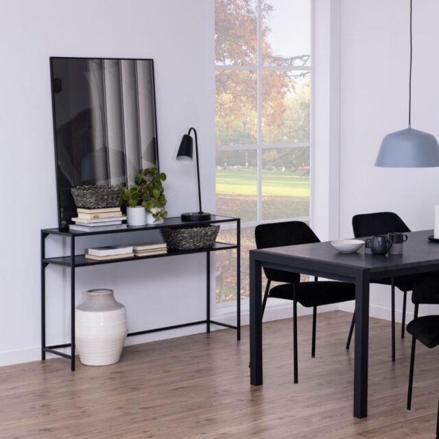 Seaford Black Metal Console Table with Black Top - image 1