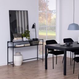 Seaford Black Metal Console Table with Black Top - thumbnail 1