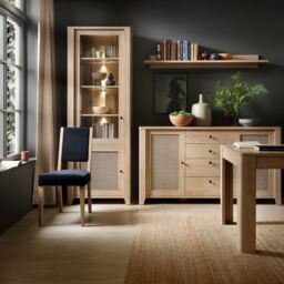 Cestino 2 Door 4 Drawer Sideboard in Jackson Hickory Oak and Rattan Effect - thumbnail 3