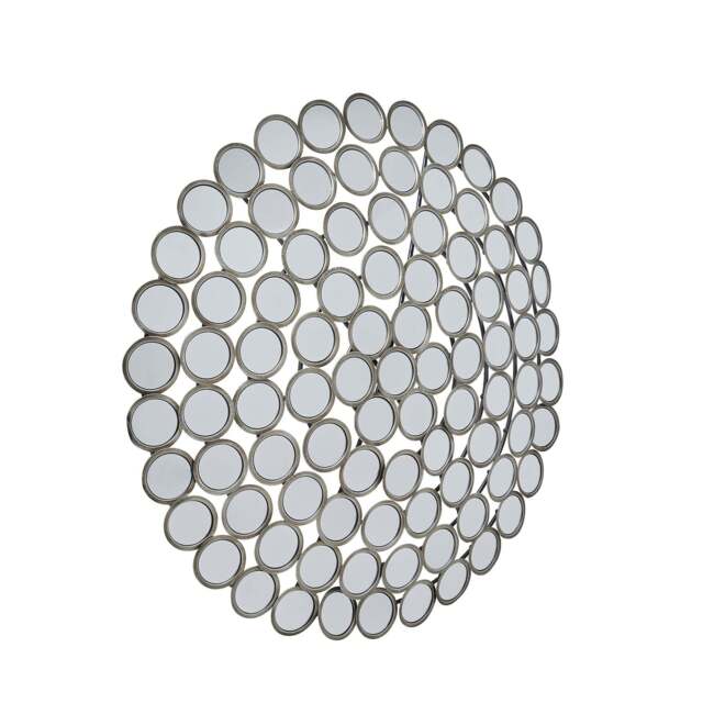 Large Antiqued Silver Round Convex Mirror - image 1