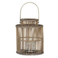 Cylinder Wicker Lantern with Glass Candle Holder - image 1