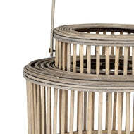 Cylinder Wicker Lantern with Glass Candle Holder - thumbnail 4