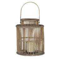 Cylinder Wicker Lantern with Glass Candle Holder - thumbnail 2