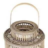 Cylinder Wicker Lantern with Glass Candle Holder - thumbnail 3