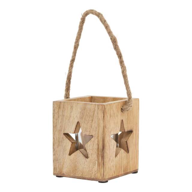 Natural Wooden Small Star Tealight Candle Holder - image 1