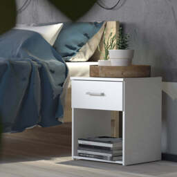 Space Package - Bedside 1 Drawer + Chest of 3 Drawers + Wardrobe with 2 Doors in White - thumbnail 4