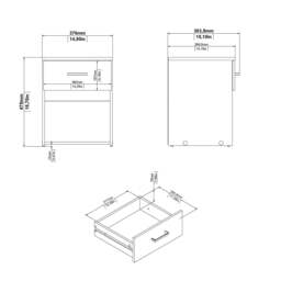 Space Package - Bedside 1 Drawer + Chest of 3 Drawers + Wardrobe with 2 Doors in White - thumbnail 5