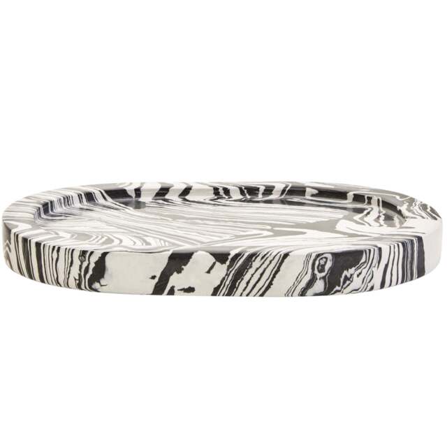 Delmorae Oval Tray Black White Marble And - image 1