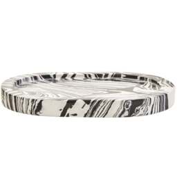 Delmorae Oval Tray Black White Marble And - thumbnail 1