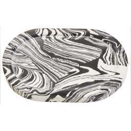 Delmorae Oval Tray Black White Marble And - thumbnail 2