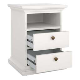 Paris Package - Bedside 2 Drawers + Chest of 4 Drawers + Wardrobe with 2 Doors White - thumbnail 3