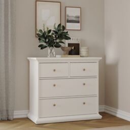 Paris 3 Piece Bedroom Furniture Package – 2 Drawer Bedside, 4 Drawer Chest & 2 Door Wardrobe in White - thumbnail 6