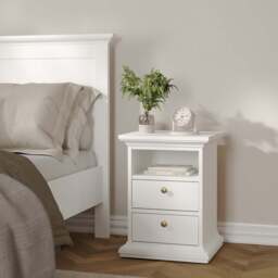 Paris Package - Bedside 2 Drawers + Chest of 4 Drawers + Wardrobe with 2 Doors White - thumbnail 4