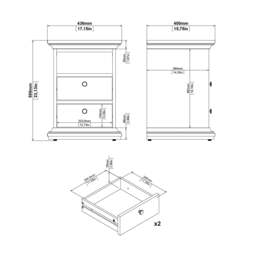 Paris Package - Bedside 2 Drawers + Chest of 4 Drawers + Wardrobe with 2 Doors White - thumbnail 5