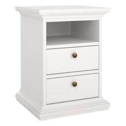 Paris Package - Bedside 2 Drawers + Chest of 4 Drawers + Wardrobe with 2 Doors White - thumbnail 2