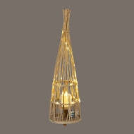 Medium Conical Wicker Lantern with Glass Holder & LED Lights - image 1