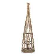 Medium Conical Wicker Lantern with Glass Holder & LED Lights - thumbnail 2