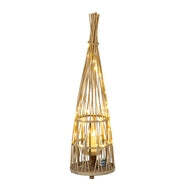 Medium Conical Wicker Lantern with Glass Holder & LED Lights - thumbnail 3