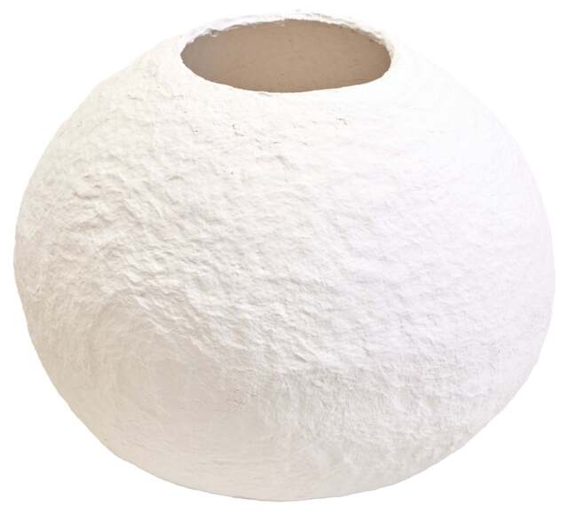 Vase Cotton Ravessa Mache White Large Round - image 1