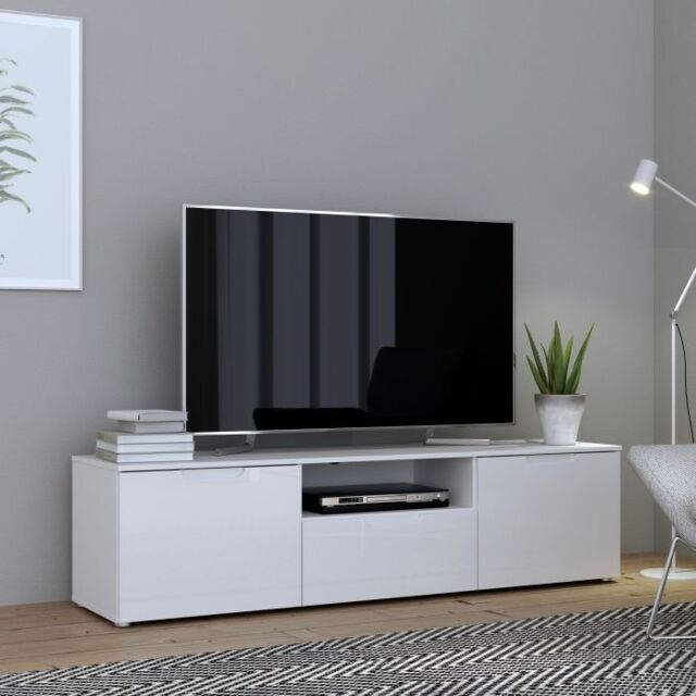 Sienna TV Unit in White and White Gloss - image 1