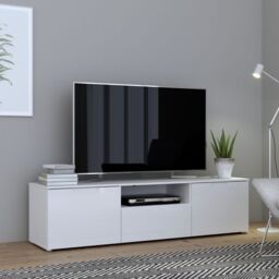 Sienna TV Unit in White and White Gloss - thumbnail 1