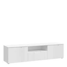 Sienna TV Unit in White and White Gloss - thumbnail 2