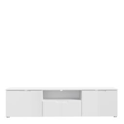 Sienna TV Unit in White and White Gloss - thumbnail 4