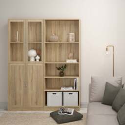 Basic Tall Wide 4 Shelf Bookcase in Oak - thumbnail 4