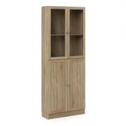 Basic Tall Wide 4 Shelf Bookcase in Oak - thumbnail 1