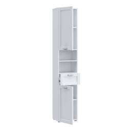Lokko Tall Narrow Bathroom Cabinet with 2 Doors & 1 Drawer with Silver Handles in White - thumbnail 3