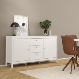 Madrid Sideboard 2 Doors + 3 Drawers in White - thumbnail 2
