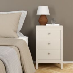 Madrid Bedside Table 3 Drawers in Cashmere - thumbnail 3