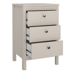 Madrid Bedside Table 3 Drawers in Cashmere - thumbnail 2