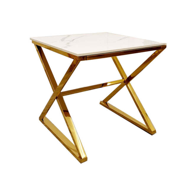 Zion Gold Lamp Table with Polar White Sintered Top - image 1