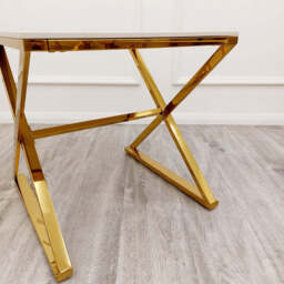 Zion Gold Lamp Table with Polar White Sintered Top - thumbnail 2