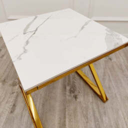 Zion Gold Lamp Table with Polar White Sintered Top - thumbnail 3