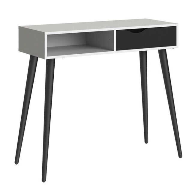 Oslo Console Table 1 Drawer 1 Shelf in White and Black Matt - image 1