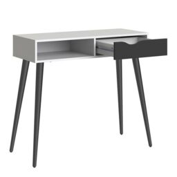 Oslo Console Table 1 Drawer 1 Shelf in White and Black Matt - thumbnail 4