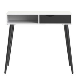 Oslo Console Table 1 Drawer 1 Shelf in White and Black Matt - thumbnail 2