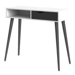 Oslo Console Table 1 Drawer 1 Shelf in White and Black Matt - thumbnail 3