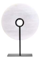 Disc Sculpture 25cm Round Dia Grey Calvion Medium Marble - thumbnail 3