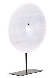 Disc Sculpture 25cm Round Dia Grey Calvion Medium Marble