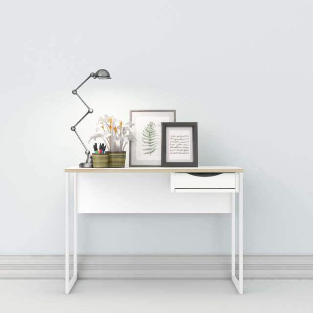 Function Plus Desk White with Oak Trim 1 Drawer - image 1