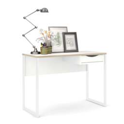 Function Plus Desk White with Oak Trim 1 Drawer - thumbnail 2