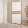 Naia Tall Shoe Cabinet with 4 Doors and 1 Drawer in Oak and White - thumbnail 2
