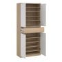 Naia Tall Shoe Cabinet with 4 Doors and 1 Drawer in Oak and White - thumbnail 3